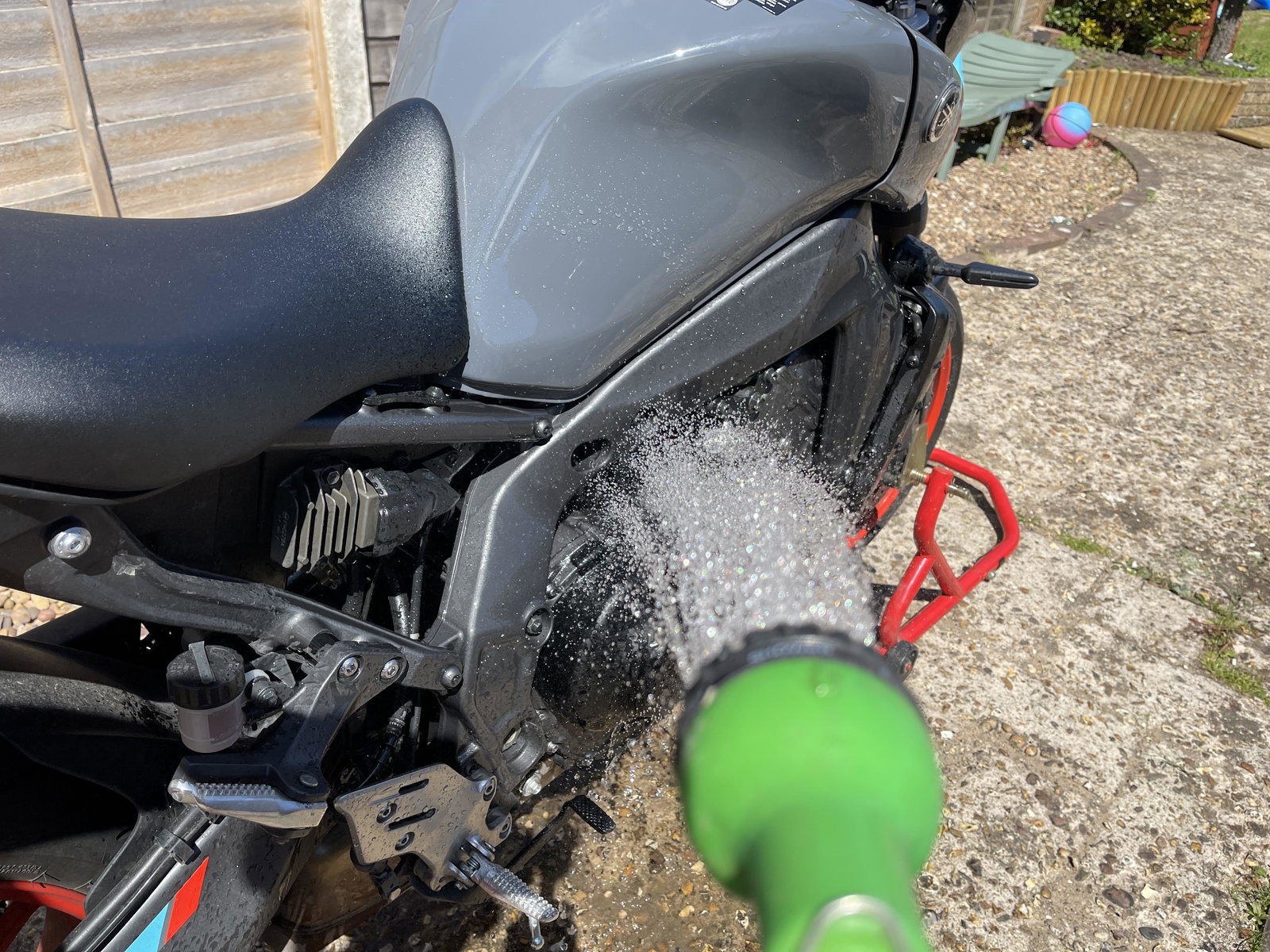 washing motorcycle